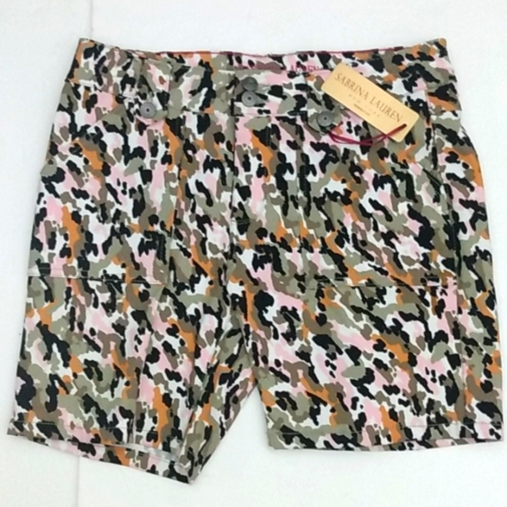SABRINA LAUREN CAMO PERFECT FIT BERMUDA SHIRTS SIZE 12 NWT